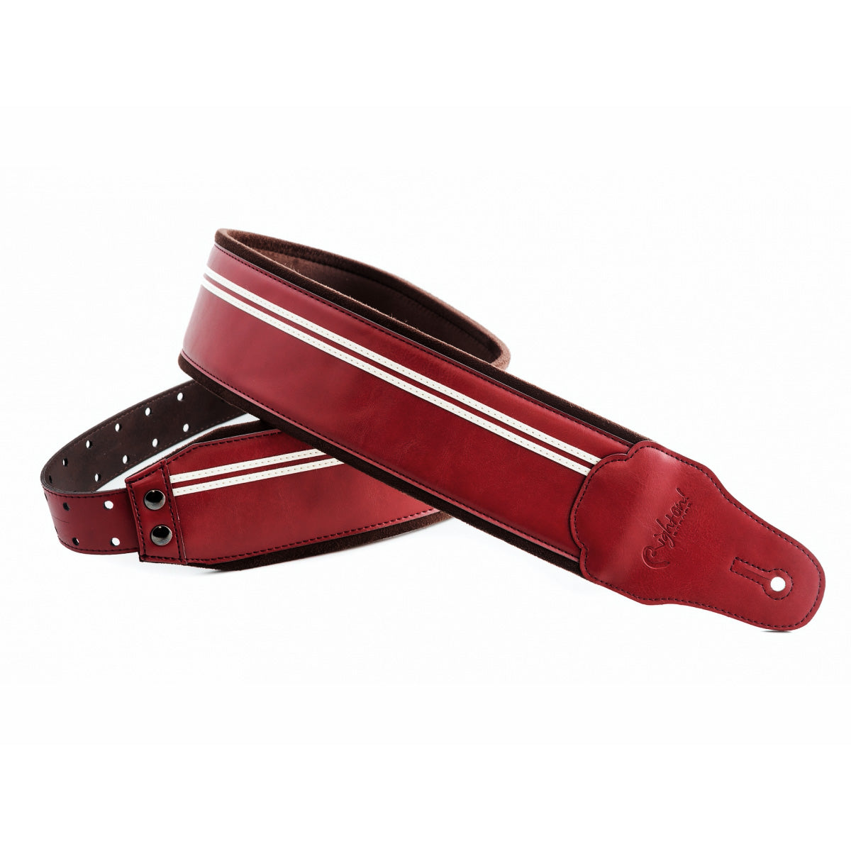 righton vegan bass strap 8cm padded red with white stripes