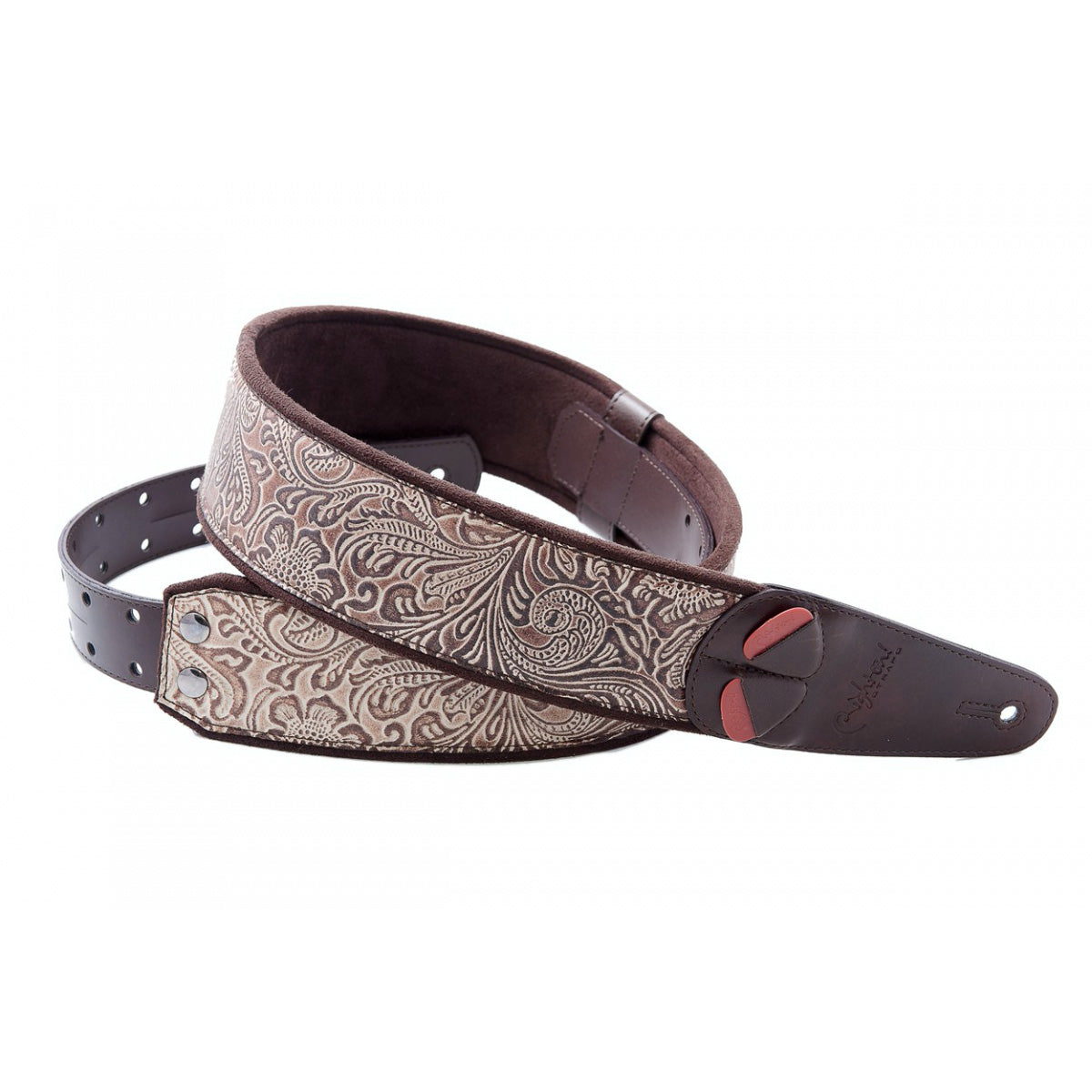 righton vegan guitar strap beige embossed floral