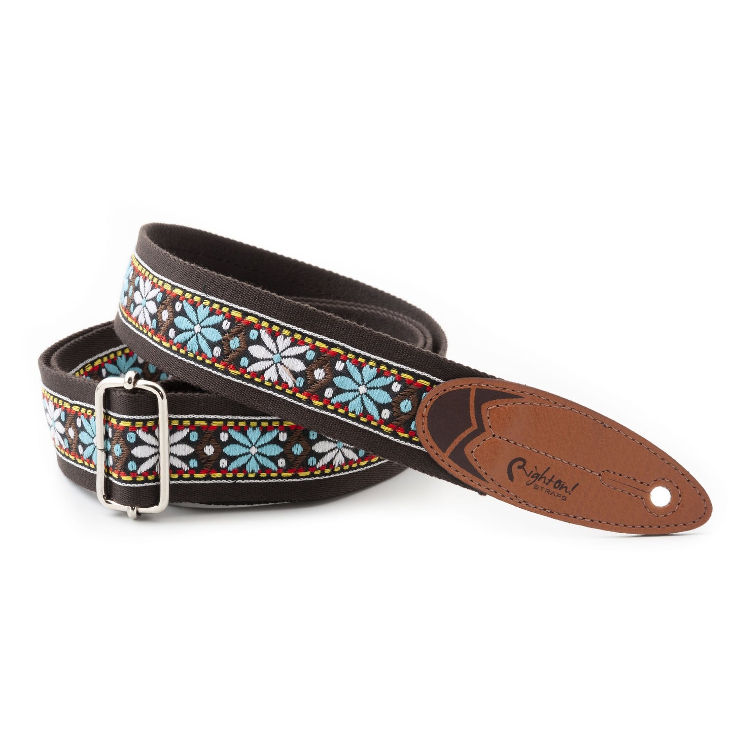 righton vegan ukulele strap 4cm thin floral blue white