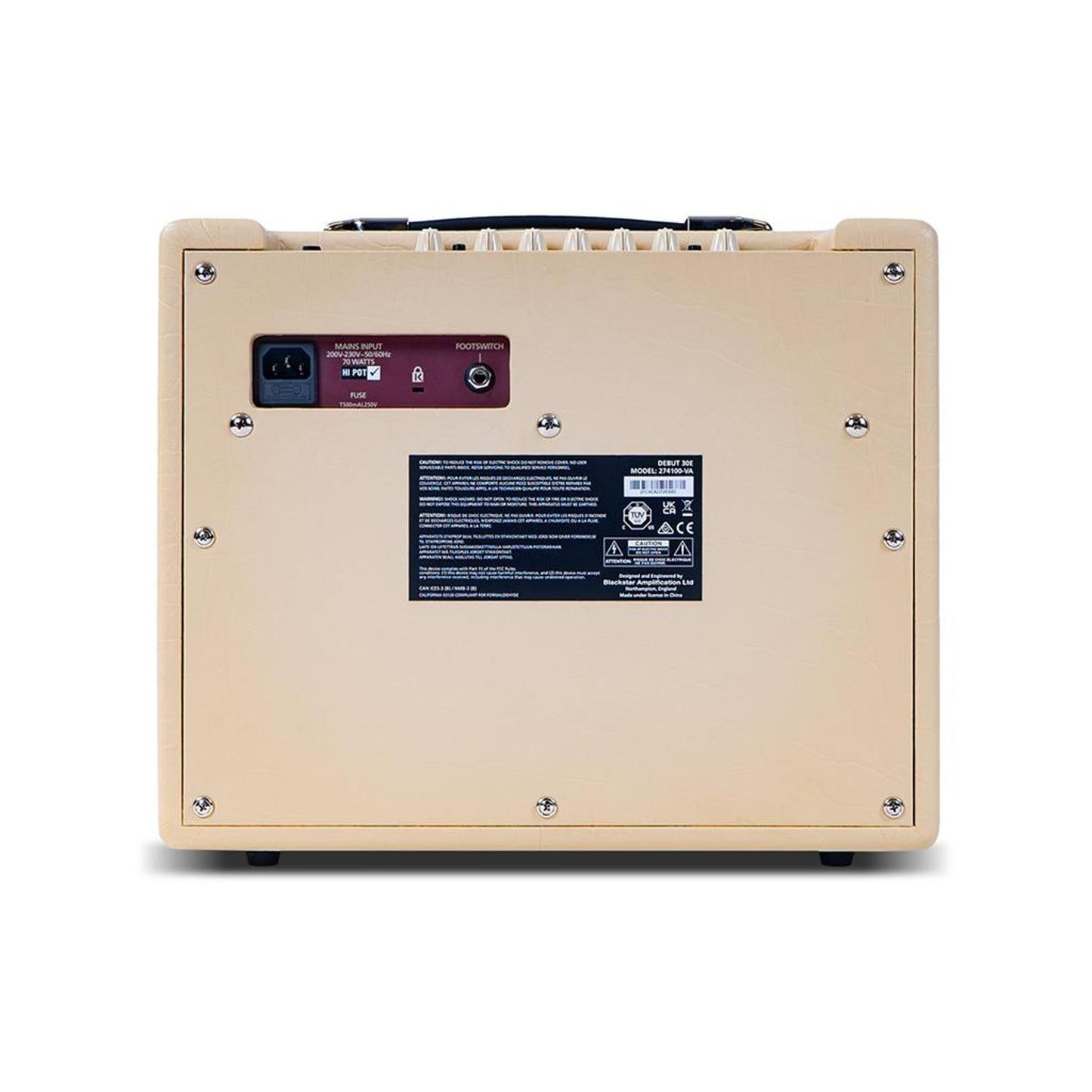 blackstar debut 30 electric guitar amplifier cream back view