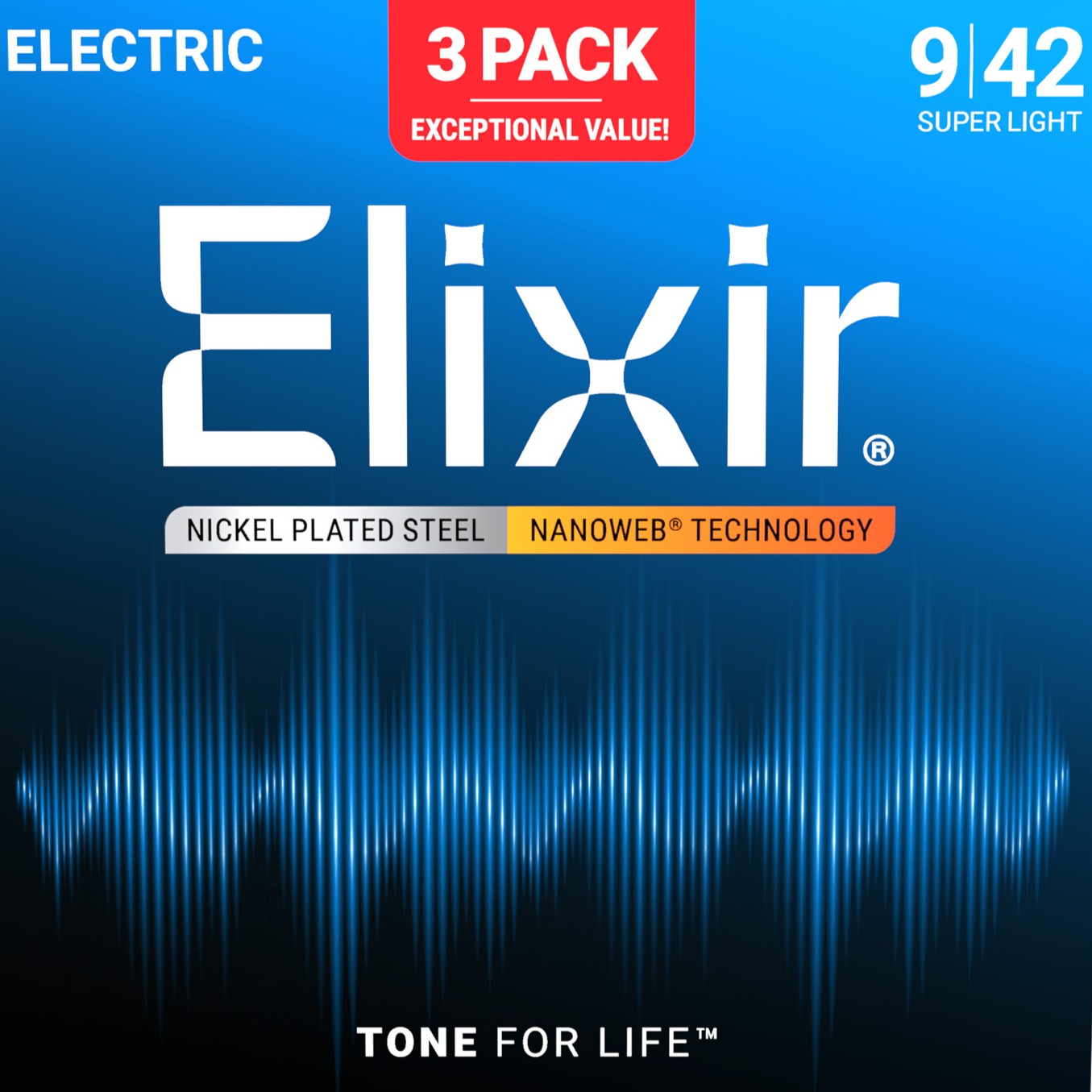 elixir nanoweb electric guitar strings 9-42 3-pack