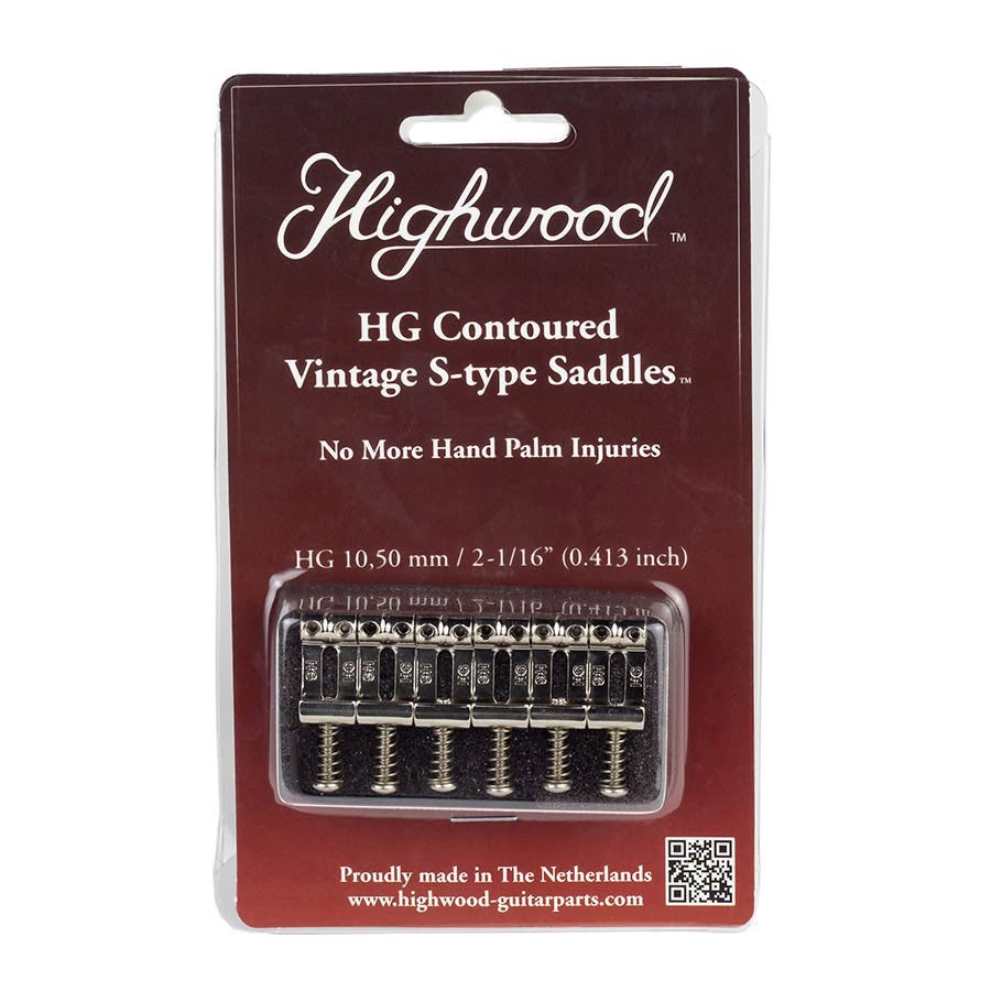 highwood vintage s-style bridge saddles 10.5mm nickel set of 6 package