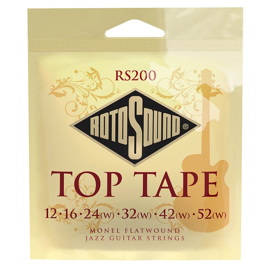rotosound rs200 top tape monel flatwound electric guitar strings 12-52