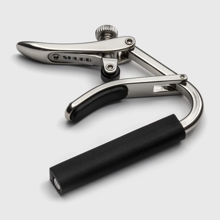 shubb shc c2 standard capo nylon string guitar angled view