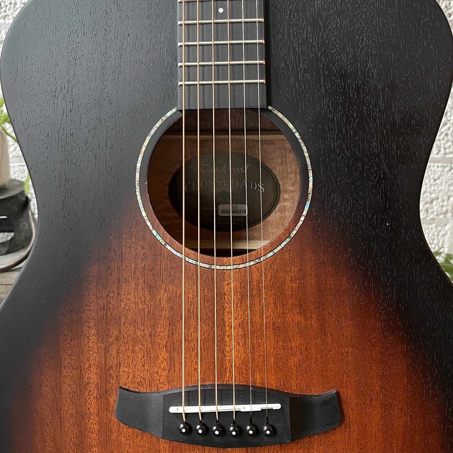 tanglewood tc3 crossroads auditorium acoustic guitar body detail