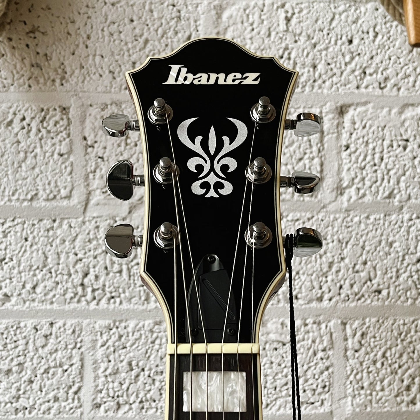 ibanez as73 transparent cherry red semi-hollow electric guitar headstock