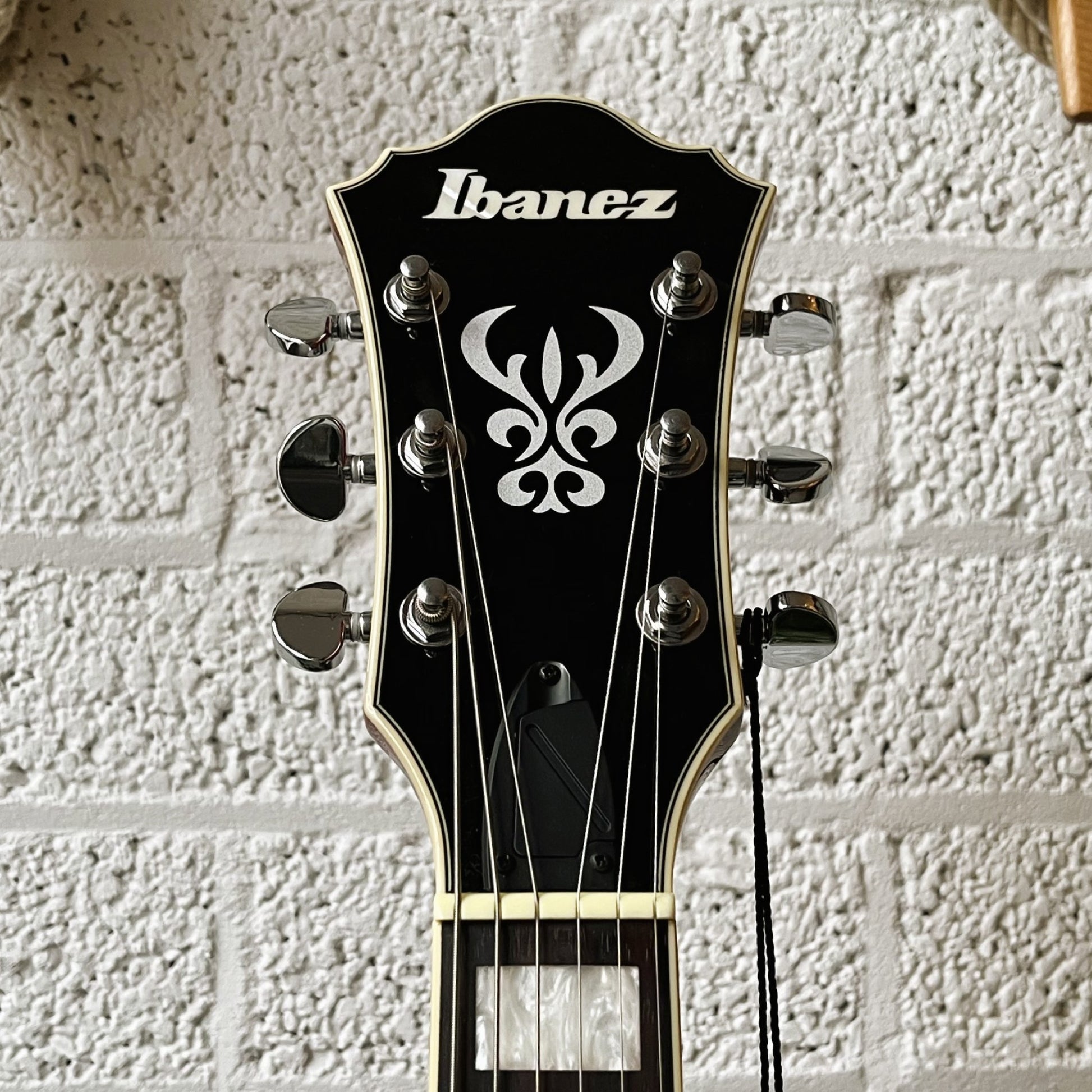 ibanez as73 transparent cherry red semi-hollow electric guitar headstock