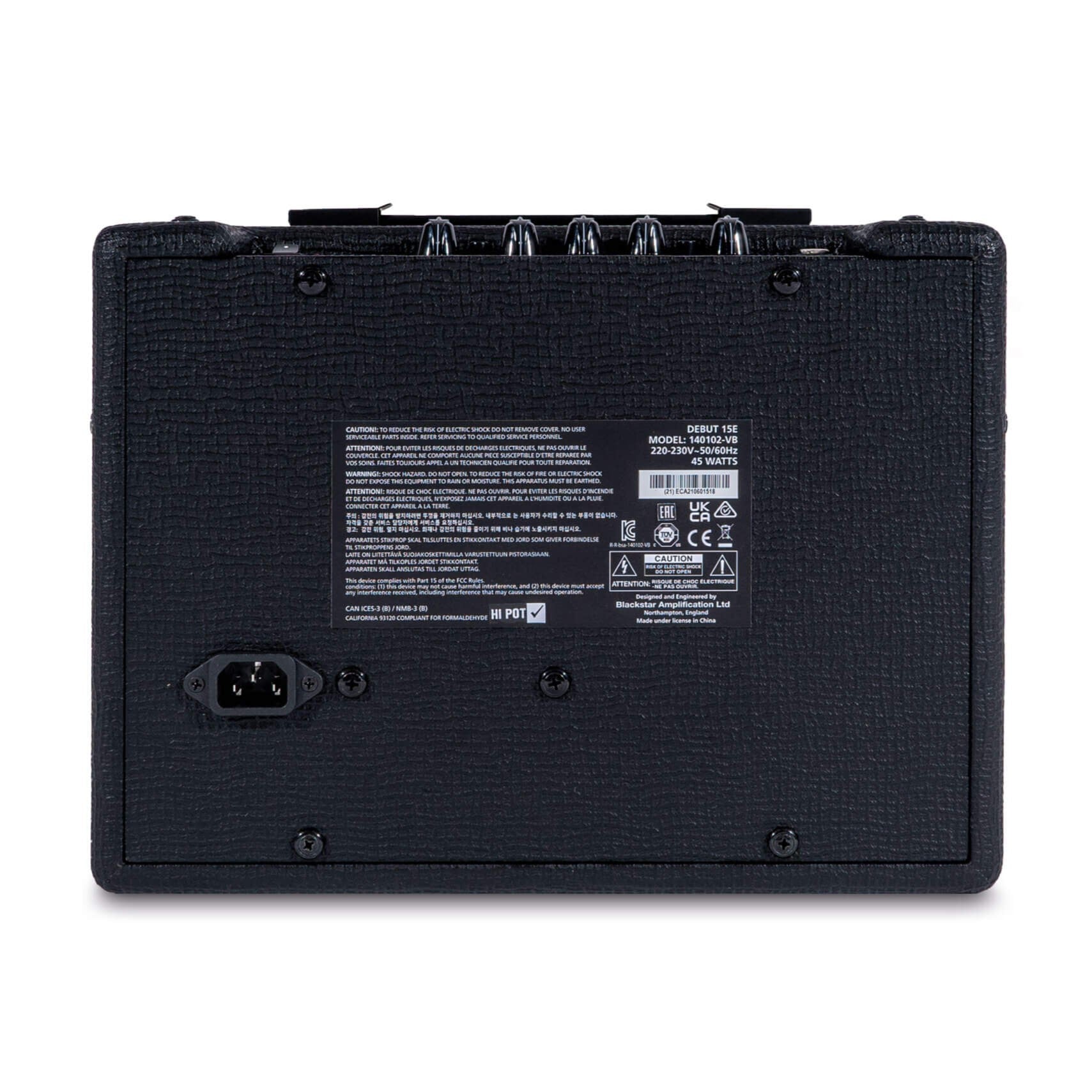 blackstar debut 15e electric guitar amplifier black back view