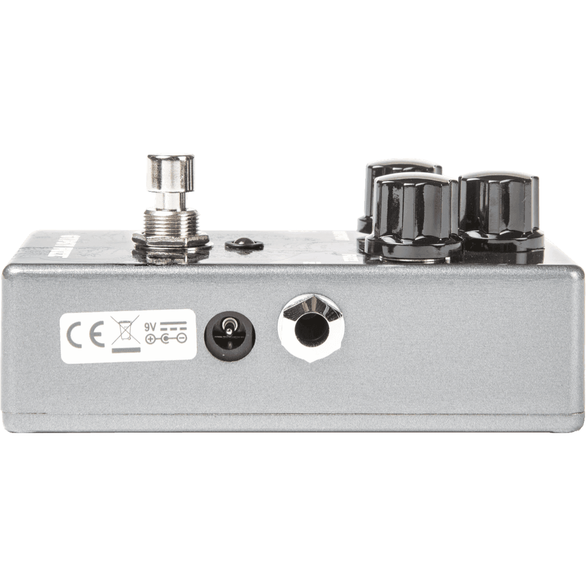 dunlop gypsy fuzz jhm8 jimi hendrix signature fuzz pedal right side showing 9v power and input jack