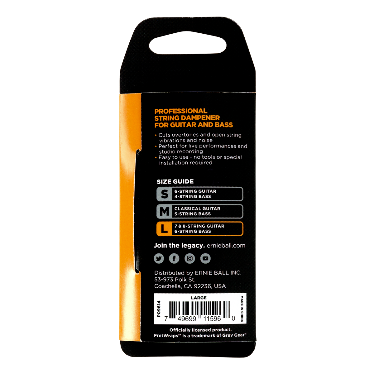 ernie ball 9614 fretwraps size l package back view
