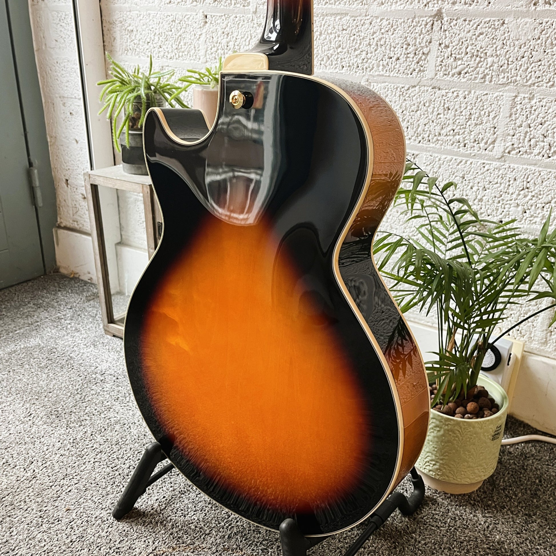 ibanez ag75g brown sunburst hollow body electric guitar angled back view