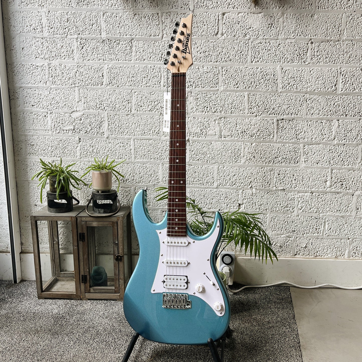 Ibanez GRX40 electric guitar in Metallic Light Blue finish front view