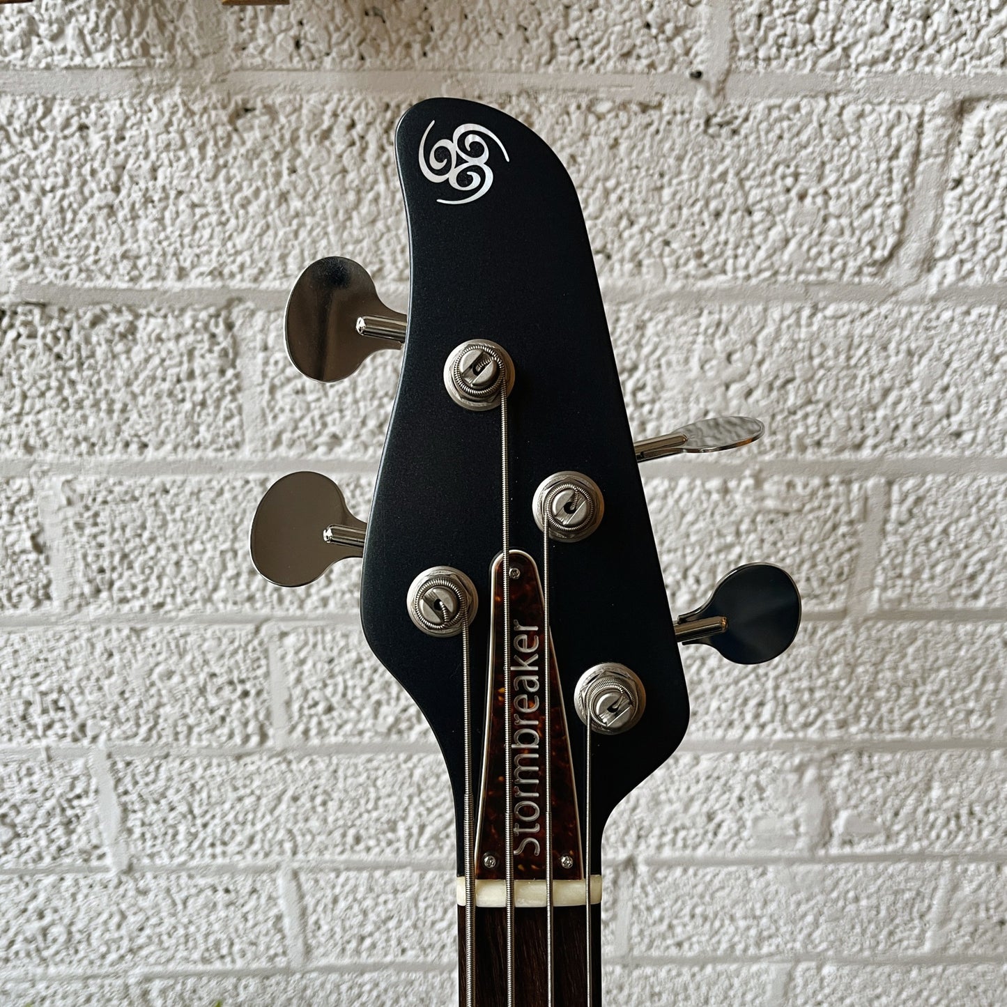 oopegg stormbreaker bass charcoal frost with brown tortoise truss rod cover