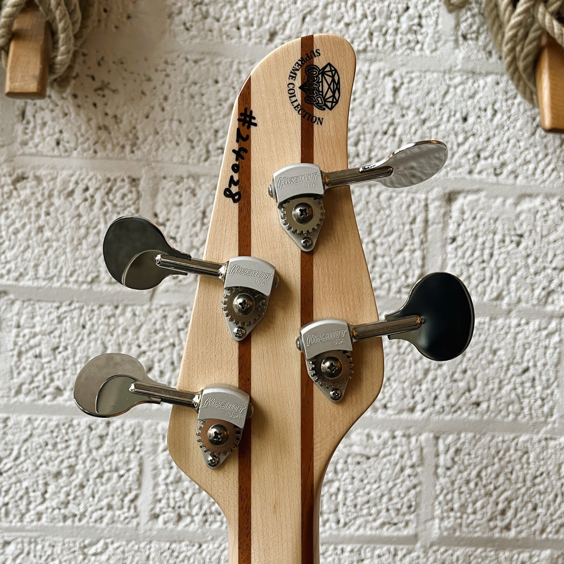 oopegg stormbreaker bass dark green metallic headstock back view