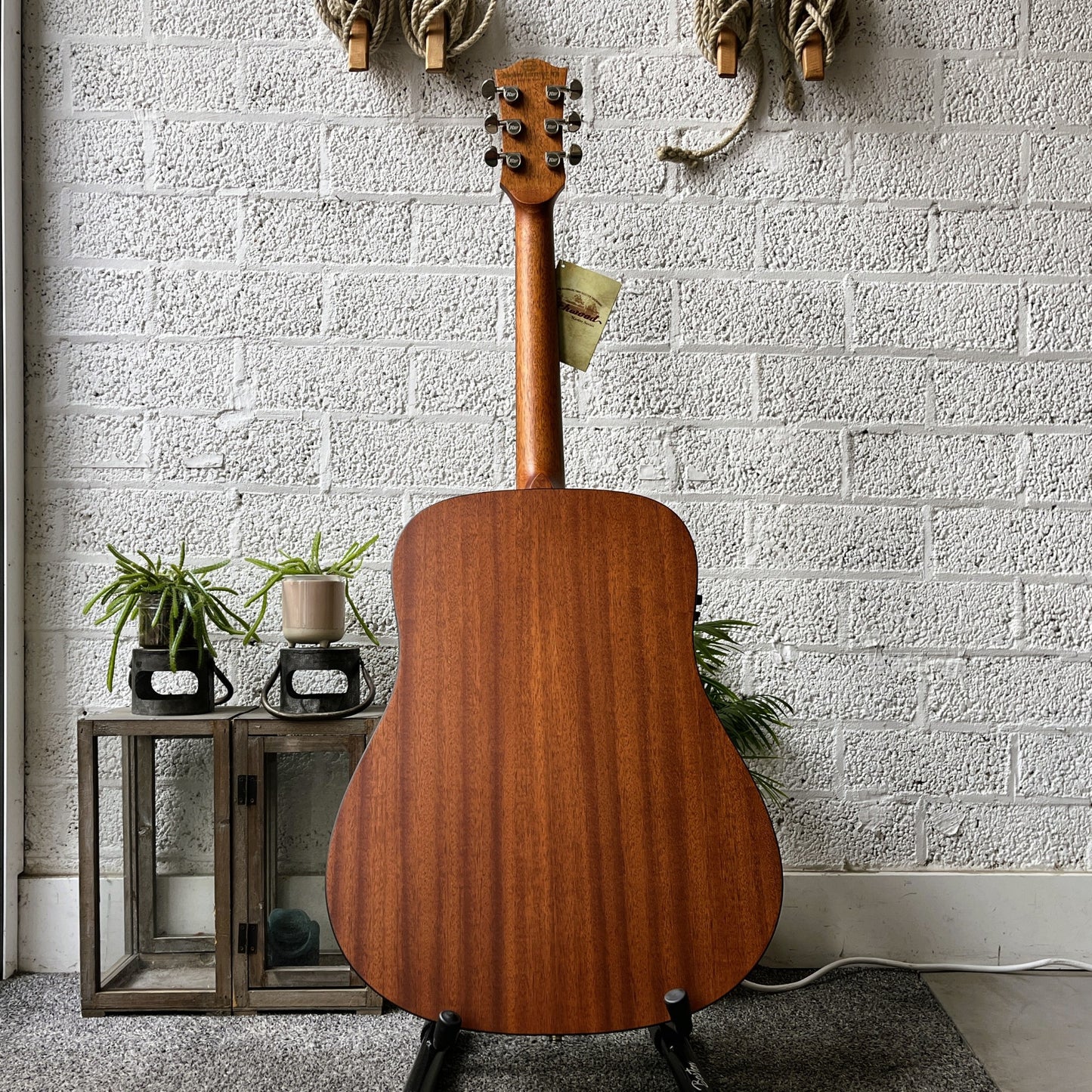 richwood d20e master series handmade dreadnought acoustic electric guitar back view