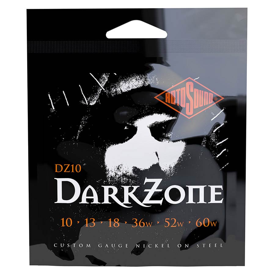 rotosound dz10 darkzone nickel wound electric guitar strings 10-60