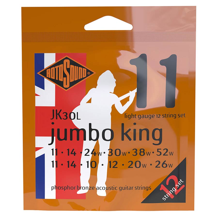 rotosound jk30l phosphor bronze 12-string acoustic guitar strings 11-52