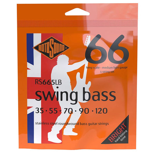 rotosound rs665lb swing bass 66 5-string electric bass strings 35-120