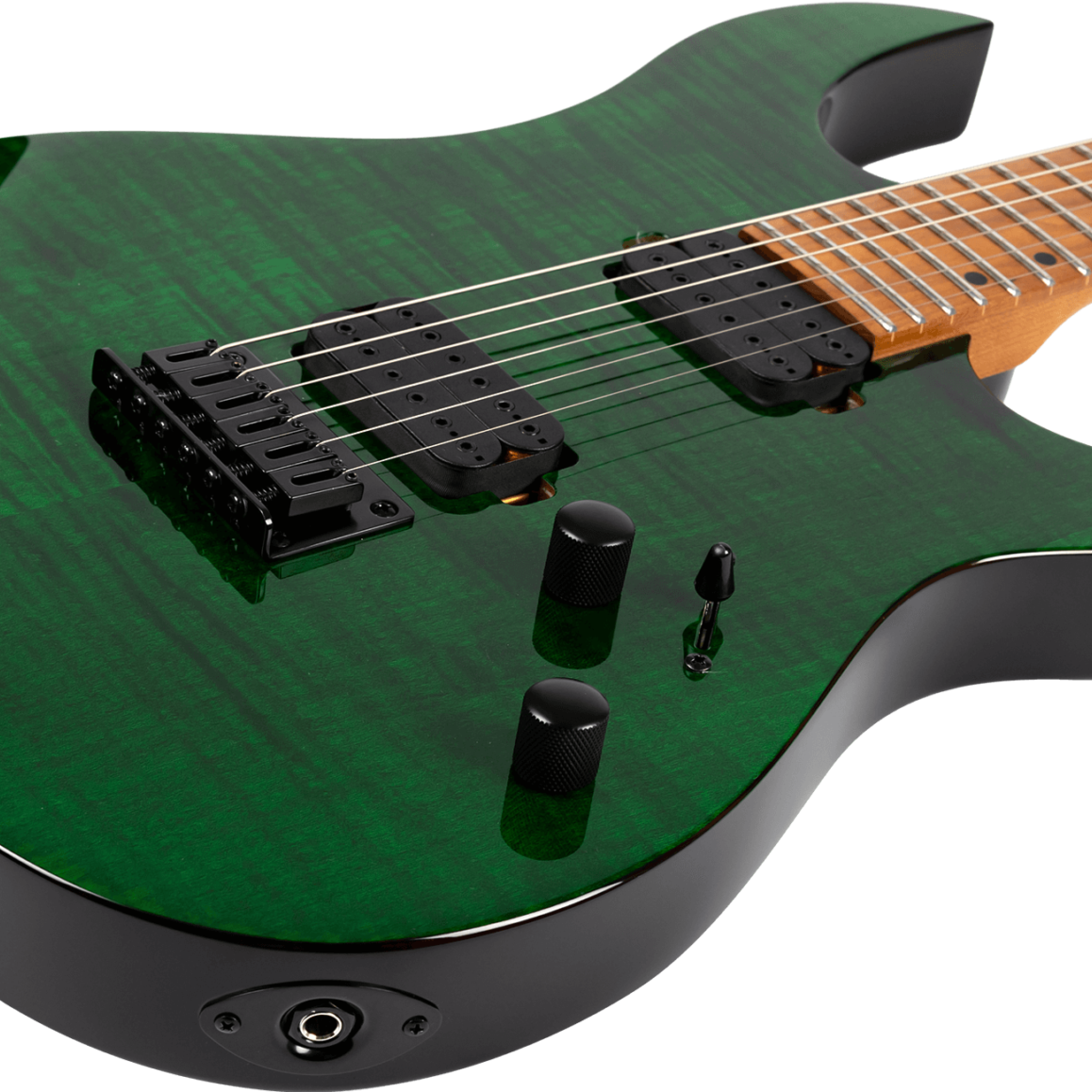 spira s-450 transparent green electric guitar body detail