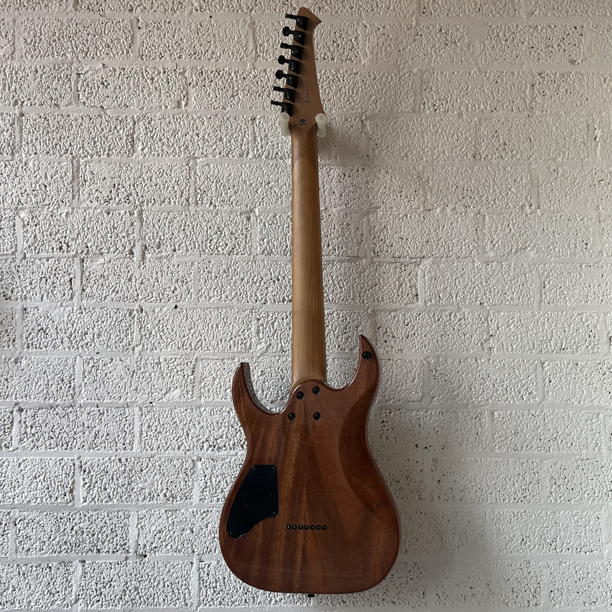 spira s507 qgy-e 7-string trans gray electric guitar back view