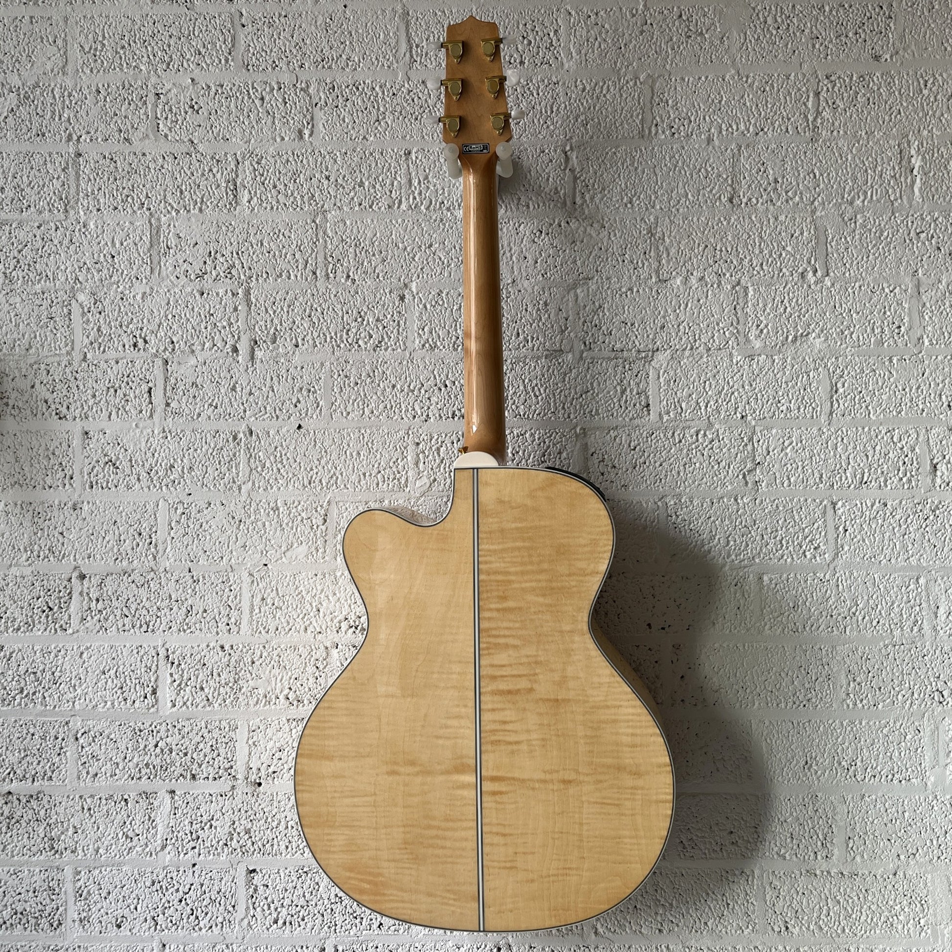 takamine gj72ce electro acoustic jumbo guitar natural back view