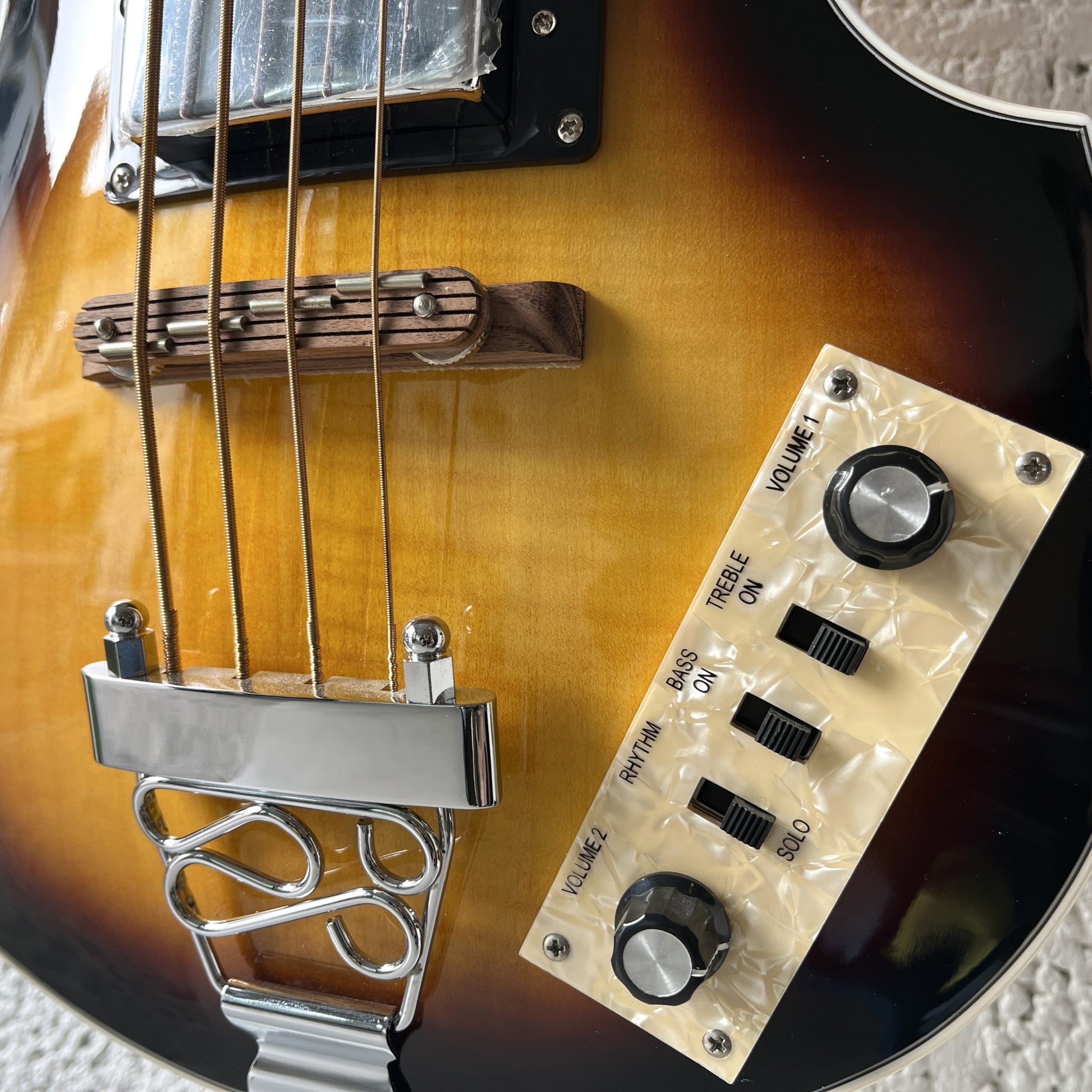 tokai vb68 vintage sunburst violin bass control panel